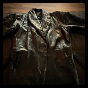 Genuine leather trenchcoat